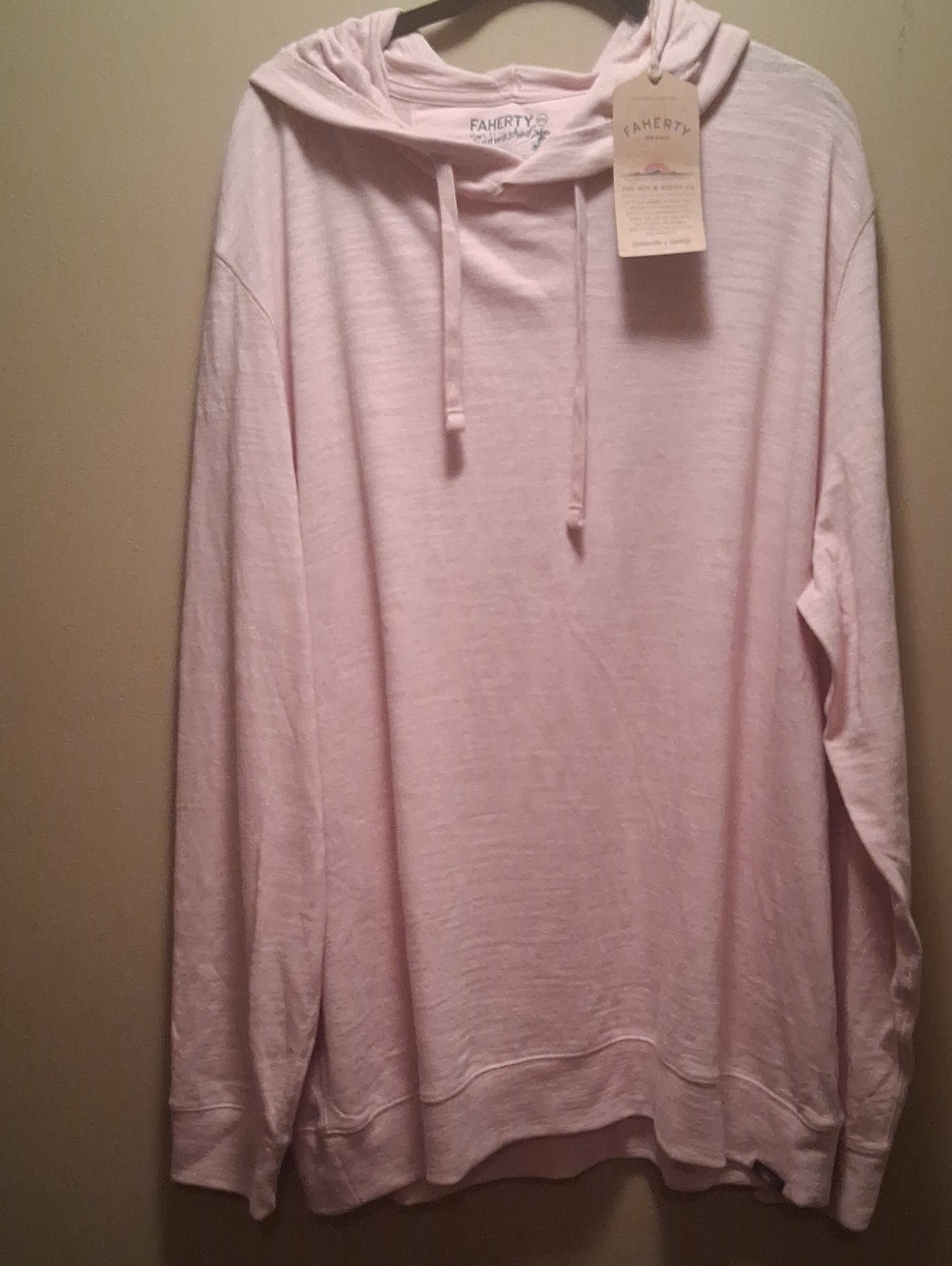 Faherty Pale Pink Hooded Lightweight Sweatshirt XXl